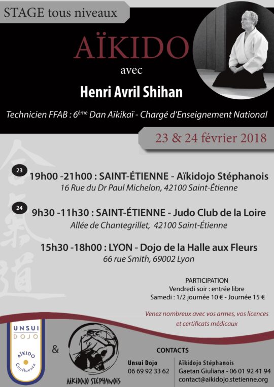Lire la suite à propos de l’article Stage Aïkido avec Henri AVRIL – CEN FFAB