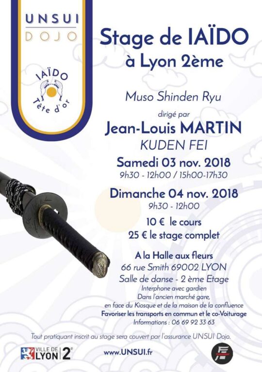 Lire la suite à propos de l’article Stage IAÏDO à Lyon avec Jean-Louis MARTIN, Kuden FEI