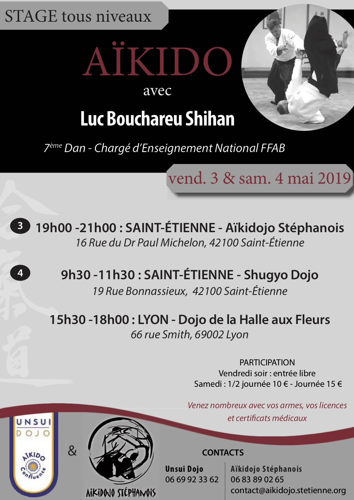 You are currently viewing Stage Aïkido avec Luc BOUCHAREU Shihan – Mai 2019