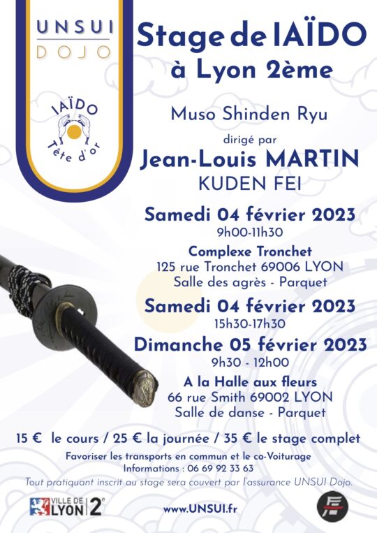 Lire la suite à propos de l’article Stage IAÏDO 2023 à Lyon avec Jean-Louis MARTIN, Kuden FEI