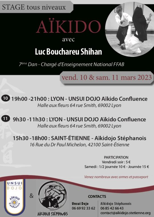 Lire la suite à propos de l’article Stage Aïkido avec Luc BOUCHAREU Shihan – Mars 2023