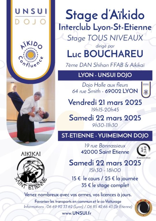 Lire la suite à propos de l’article Stage Aïkido avec Luc BOUCHAREU Shihan – Mars 2025