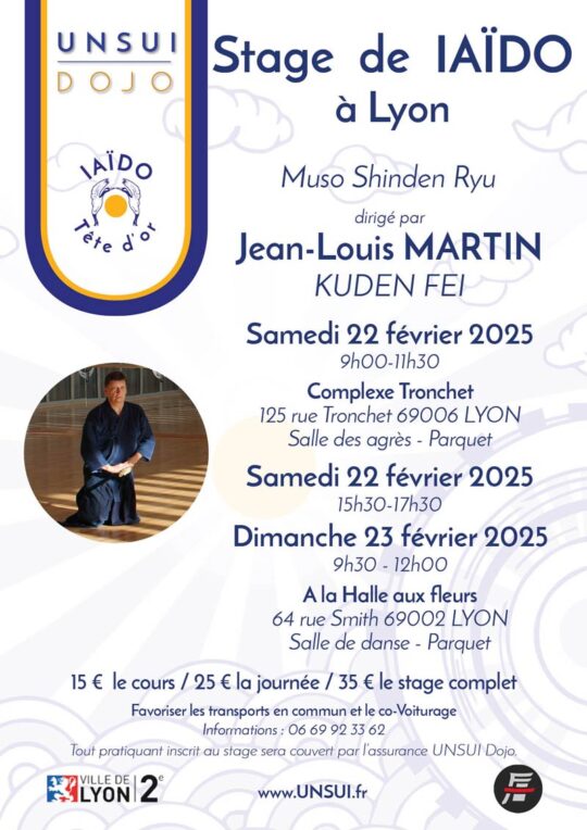 Lire la suite à propos de l’article Stage IAÏDO 2025 à Lyon avec Jean-Louis MARTIN, Kuden FEI